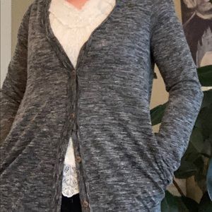 New Black heathered cotton cardigan